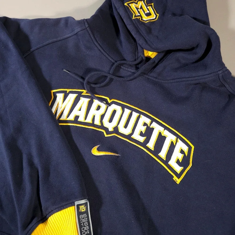 90s Y2K Marquette Golden Eagles Sweatshirt Mens XL Blue Nike Pullover Elite‎